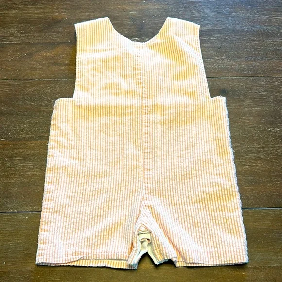 Remember Nguyen Smocked Crabs Orange Seersucker One-Piece Jon Jon - Picture 3 of 4